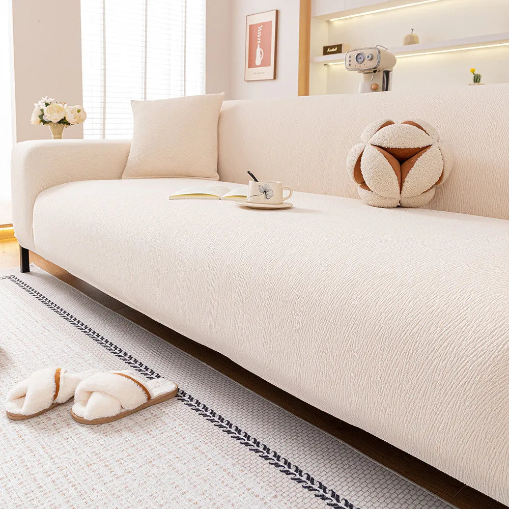 1pcs Simple Solid Chenille Sofa Cushion 4 Season Universal Integrated Elastic Non Slip All Inclusive Couch Cover Mat